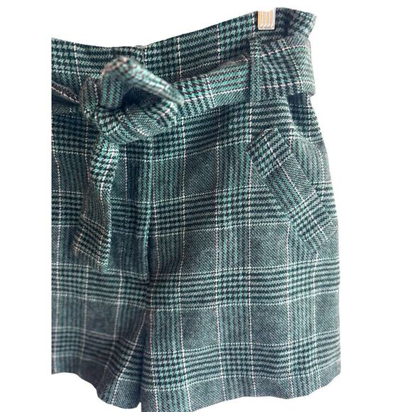 House of Harlow 1960 Green & Black Plaid Wool Blend High Waisted Women’s Shorts - Picture 13 of 13